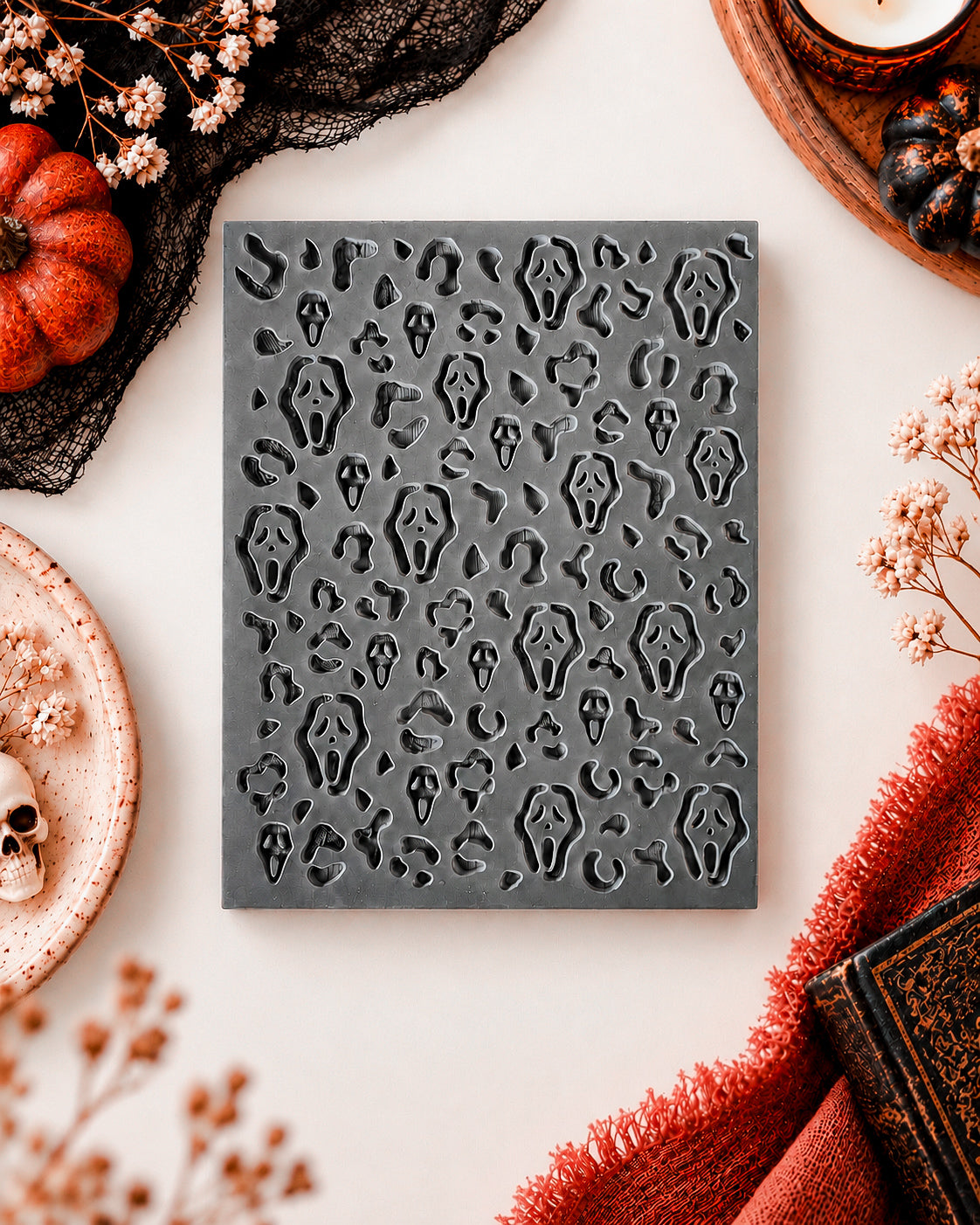 Plaque texture pâte polymère - Scream léopard
