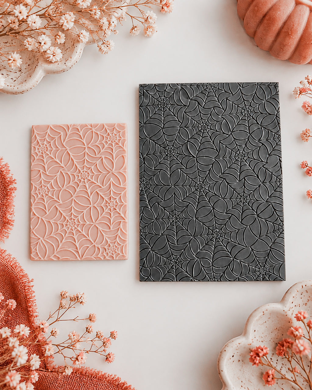 Plaque texture pâte polymère - Toile d’araignée